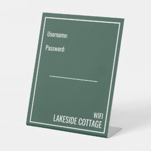 Minimalist Modern Green Vacation Rental Wifi Pedestal Sign