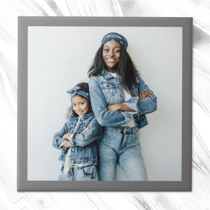 Minimalist Modern Grey Border Photo Ceramic Tile