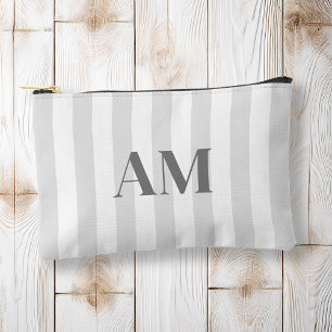 Minimalist Modern Grey Initial Monogram Accessory Pouch