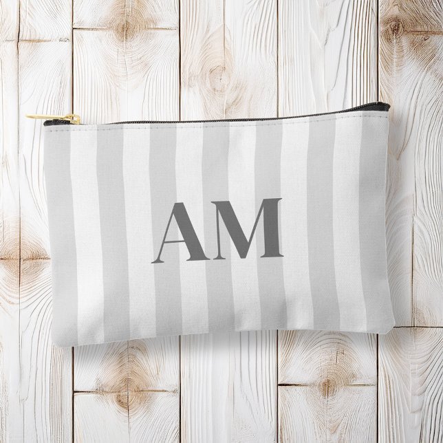 Minimalist Modern Grey Initial Monogram Accessory Pouch (Creator Uploaded)
