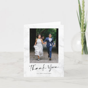 Minimalist Modern Grey Marble Personalised Photo Thank You Card