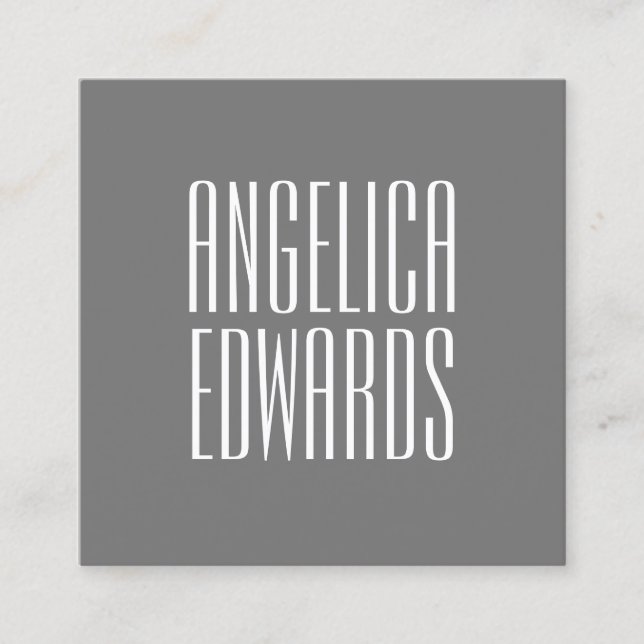 Minimalist modern grey simple trendy bold square business card (Front)