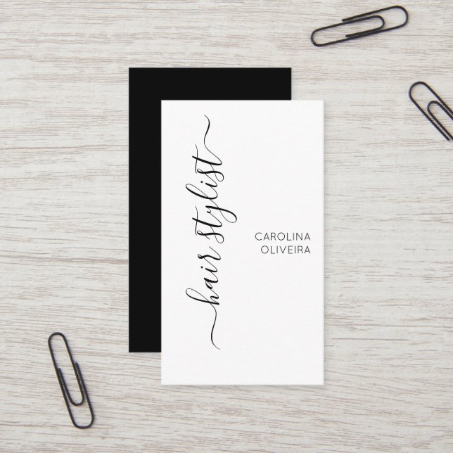 Minimalist Modern Hair Stylist Business Card (Front/Back In Situ)