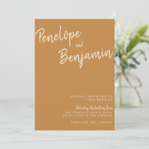 Minimalist Modern Handwriting Mustard Boho Wedding Invitation