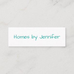 Minimalist Modern Handwriting Turquoise Profile Mini Business Card