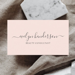 Minimalist Modern Handwritten Calligraphy Blush Business Card