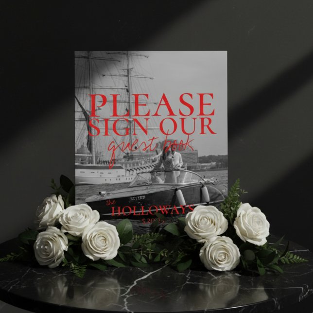 Minimalist Modern Handwritten Guest Book Sign (Invite your guests to share their love and well wishes with this Modern Photo Guestbook Sign!)