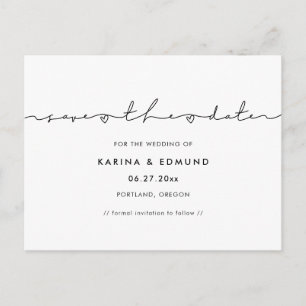Minimalist modern handwritten Save the date Postcard