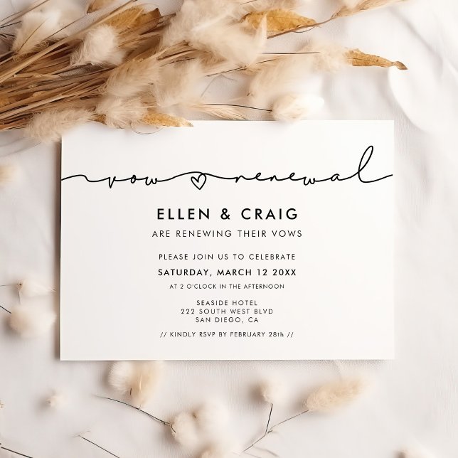 Minimalist modern handwritten Vow renewal Invitation (Creator Uploaded)