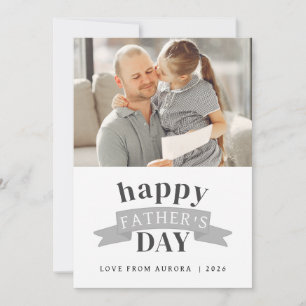 Minimalist Modern Happy Fathers Day 1 Photo Holiday Card