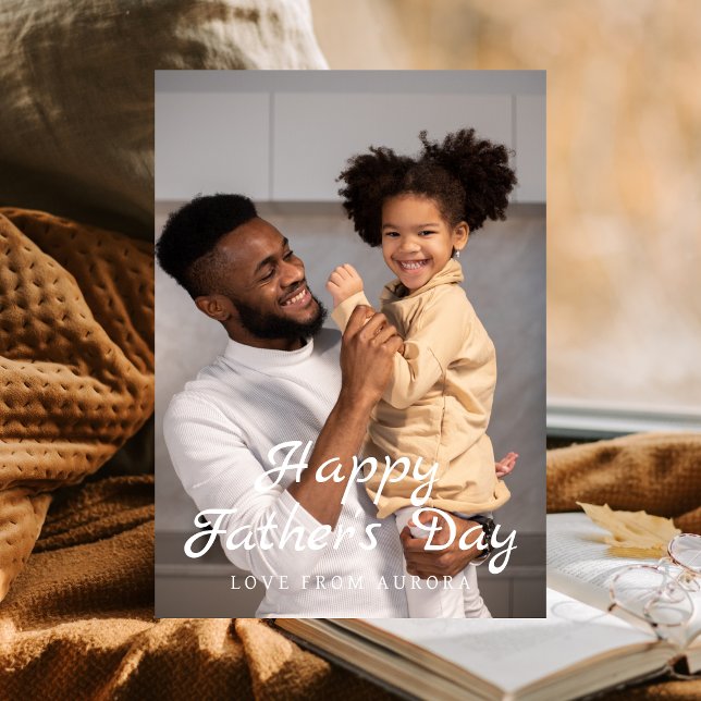 Minimalist Modern Happy Fathers Day 1 Photo Holiday Card (Creator Uploaded)