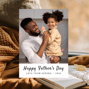 Minimalist Modern Happy Fathers Day 1 Photo Holiday Card