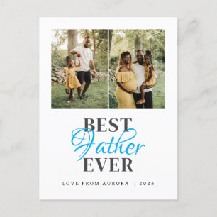 Minimalist Modern Happy Fathers Day 2 Photo Holiday Postcard