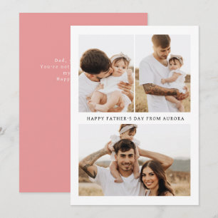 Minimalist Modern Happy Fathers Day 3 Photo Holiday Card