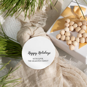 Minimalist Modern Happy Holidays Family Gift Classic Round Sticker