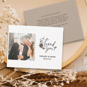 Minimalist Modern Heart Photo Script Thank You Card