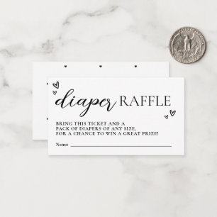 Minimalist Modern Hello Baby Shower Diaper Raffle  Card