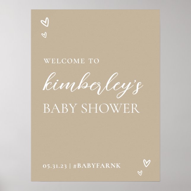 Minimalist Modern Hello Baby Shower Welcome Poster (Front)