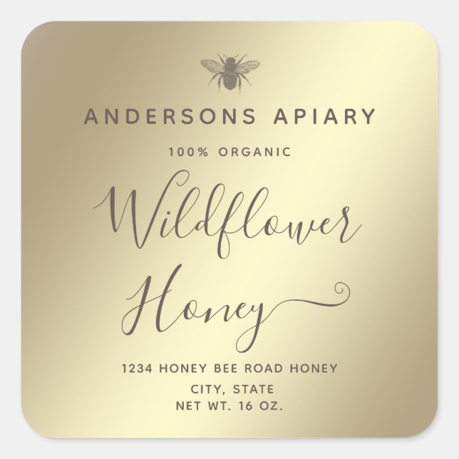 Minimalist Modern  honey bee honey jar  Square Sti Sticker (Front)