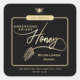 Minimalist Modern  honey bee honey jar Square Sticker