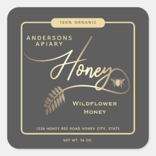 Minimalist Modern  honey bee honey jar Square Sticker