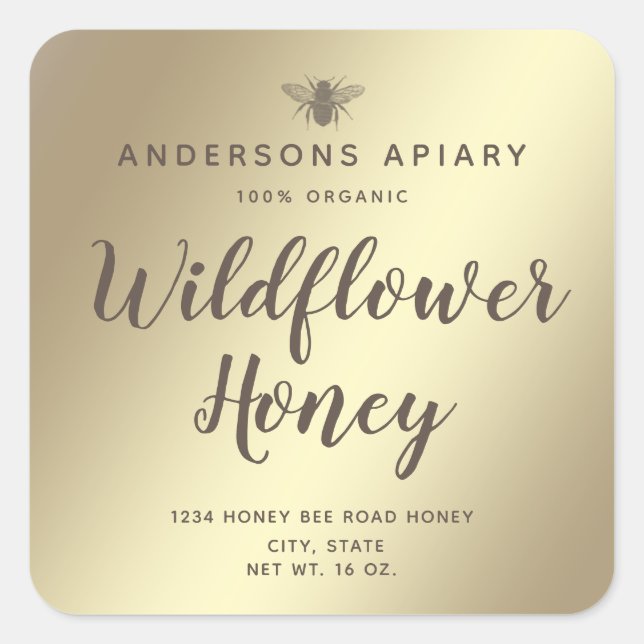 Minimalist Modern  honey bee honey jar   Square Sticker (Front)