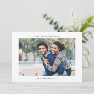 Minimalist Modern Horizontal Photo Trendy Wedding Invitation
