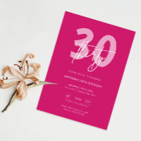 Minimalist Modern Hot Pink 30th Birthday Party