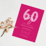 Minimalist Modern Hot Pink 60th Birthday Party Invitation<br><div class="desc">This minimalist typography 60th birthday party invitation is perfect for a modern birthday party. The simple design features classic white text on hot pink background. Customisable in any colour. Keep the design minimal and elegant, as is, or personalise it by adding your own graphics and artwork. For more advanced customisation...</div>