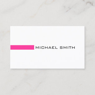 Minimalist Modern Hot Pink Elegant White Business Card