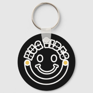 Minimalist Modern Hug Vibes Circle – Smile Curve Key Ring