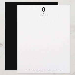 Minimalist Modern Initial in Black Custom Letterhead
