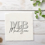 Minimalist Modern Initial Monogram Stone Coaster<br><div class="desc">Create your own personalised coasters with modern minimalist initials and script calligraphy monogram name.</div>