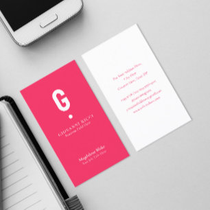 Minimalist Modern Initial on Special Pink Business Card