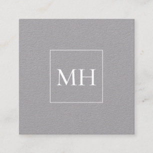 Minimalist Modern Initials Monogram Grey Kraft Square Business Card