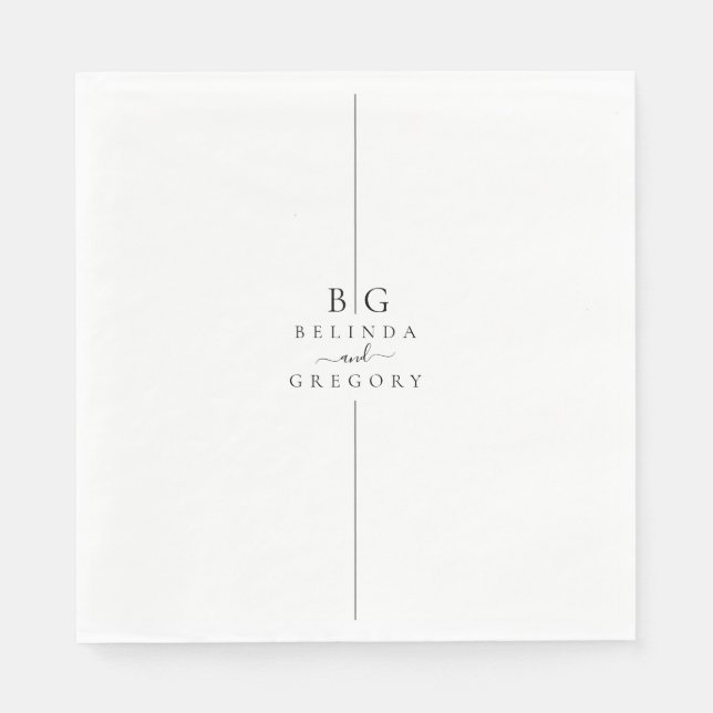 Minimalist Modern Inline Monogram Wedding Napkin (Front)