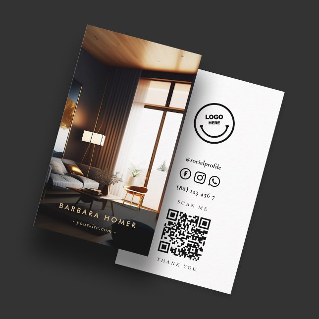 Minimalist Modern Interior Designer QR Business Card (Creator Uploaded)