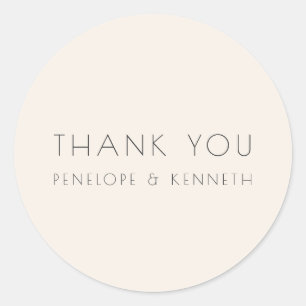 Minimalist Modern Ivory Simple Wedding Thank You Classic Round Sticker