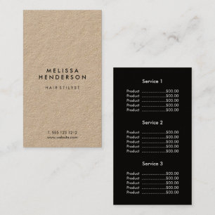 Minimalist Modern Kraft Price List Business Card