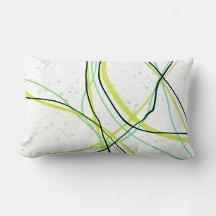minimalist modern line art green, blue, and black  lumbar cushion