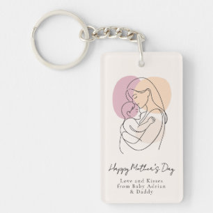 Minimalist Modern Line Art Mom & Baby Mother’s Day Key Ring