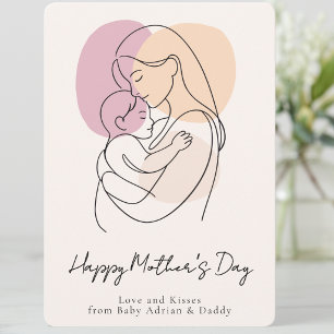Minimalist Modern Line Art Mum & Baby Mother’s Day Holiday Card