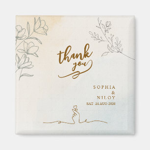 Minimalist Modern Line art Wedding Favour  Magnet