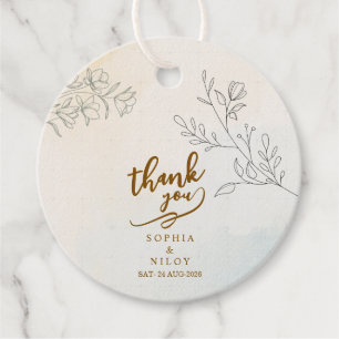 Minimalist Modern Line art Wedding Favour Tags
