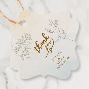 Minimalist Modern Line art Wedding Favour Tags