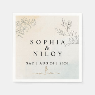 Minimalist Modern Line art Wedding Paper Napkins