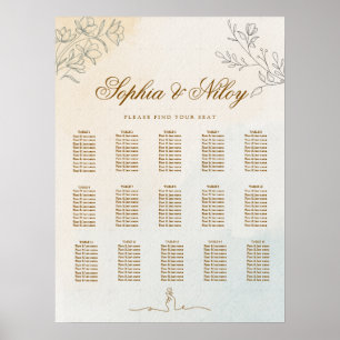 Minimalist Modern Line art Wedding Seating Chart