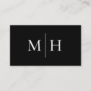 Minimalist Modern Line Initial Monogram Monochrome Business Card