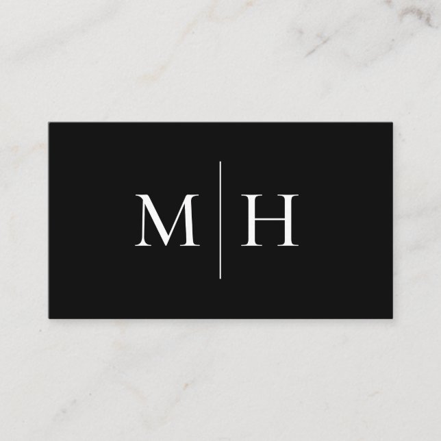 Minimalist Modern Line Initial Monogram Monochrome Business Card (Front)