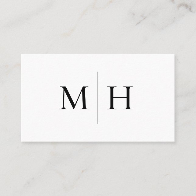 Minimalist Modern Line Initial Monogram Monochrome Business Card (Front)